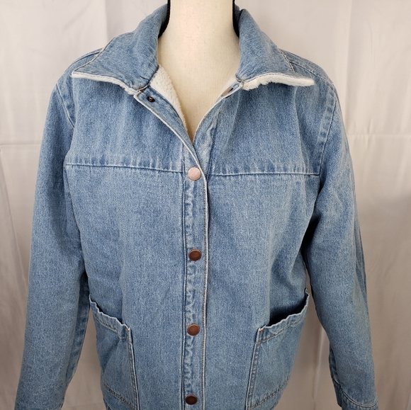 BP. Reversible Faux Fur Denim Snap Up Versatile Pockets Jacket Sz S. Cozy & Warm - Picture 8 of 11